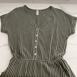 Green striped romper